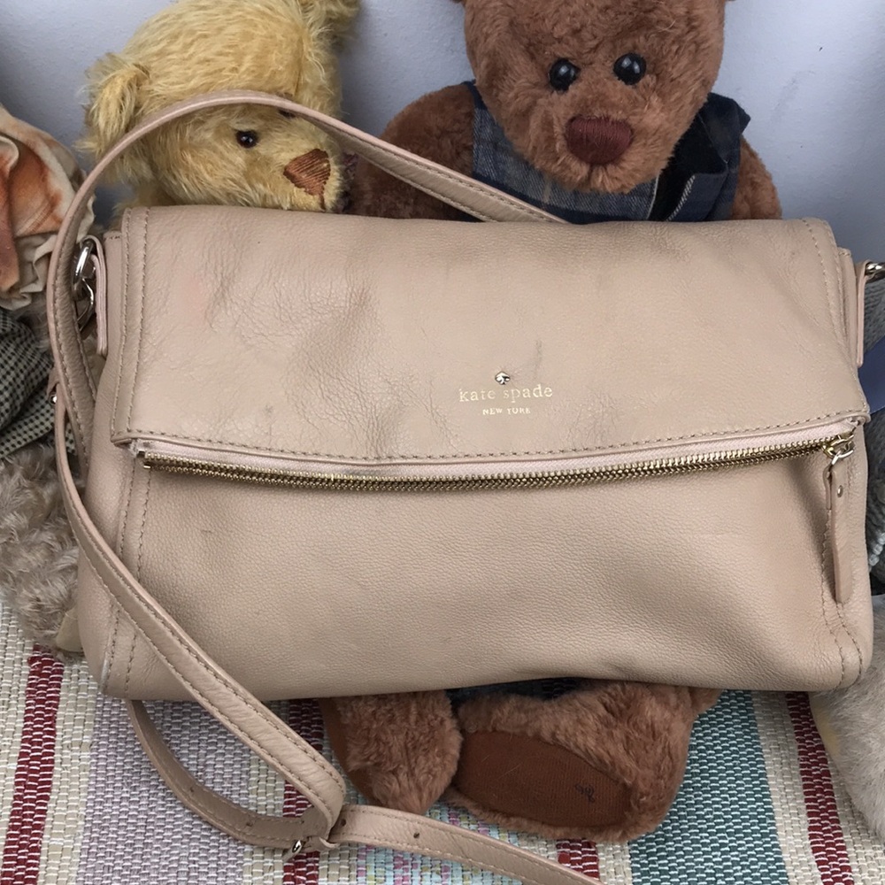 kate spade Neutral Beige Leather Crossbody Bag
